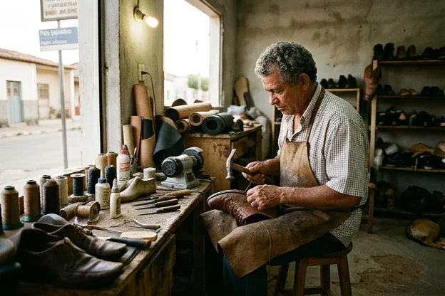 Sapateiro no trabalho em Paulo Afonso.